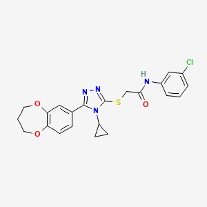 molecular formula C22H21ClN4O3S B11230792 N-(3-chlorophenyl)-2-{[4-cyclopropyl-5-(3,4-dihydro-2H-1,5-benzodioxepin-7-yl)-4H-1,2,4-triazol-3-yl]sulfanyl}acetamide 