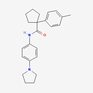 molecular formula C23H28N2O B11230799 1-(4-methylphenyl)-N-[4-(pyrrolidin-1-yl)phenyl]cyclopentanecarboxamide 