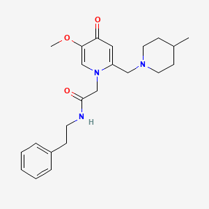 molecular formula C23H31N3O3 B11230804 2-(5-methoxy-2-((4-methylpiperidin-1-yl)methyl)-4-oxopyridin-1(4H)-yl)-N-phenethylacetamide 