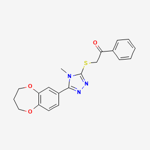 molecular formula C20H19N3O3S B11230810 2-{[5-(3,4-dihydro-2H-1,5-benzodioxepin-7-yl)-4-methyl-4H-1,2,4-triazol-3-yl]sulfanyl}-1-phenylethanone 