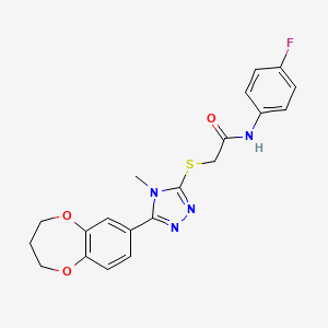 2-{[5-(3,4-dihydro-2H-1,5-benzodioxepin-7-yl)-4-methyl-4H-1,2,4-triazol-3-yl]sulfanyl}-N-(4-fluorophenyl)acetamide