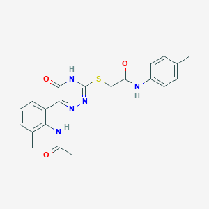 2-({6-[2-(acetylamino)-3-methylphenyl]-5-oxo-2,5-dihydro-1,2,4-triazin-3-yl}sulfanyl)-N-(2,4-dimethylphenyl)propanamide