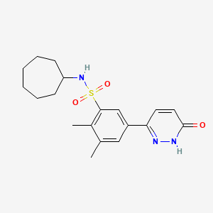 molecular formula C19H25N3O3S B11230820 N-cycloheptyl-2,3-dimethyl-5-(6-oxo-1,6-dihydropyridazin-3-yl)benzenesulfonamide 