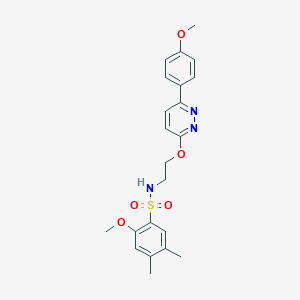 molecular formula C22H25N3O5S B11230825 2-methoxy-N-(2-((6-(4-methoxyphenyl)pyridazin-3-yl)oxy)ethyl)-4,5-dimethylbenzenesulfonamide 