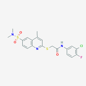 N-(3-chloro-4-fluorophenyl)-2-{[6-(dimethylsulfamoyl)-4-methylquinolin-2-yl]sulfanyl}acetamide