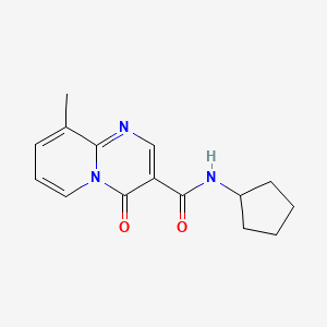 molecular formula C15H17N3O2 B11230841 4H-Pyrido(1,2-a)pyrimidine-3-carboxamide, N-cyclopentyl-9-methyl-4-oxo- CAS No. 125055-81-4