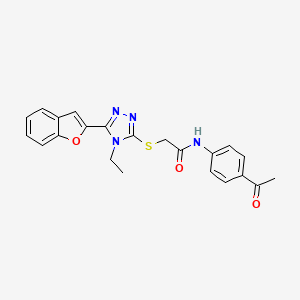 molecular formula C22H20N4O3S B11230899 N-(4-acetylphenyl)-2-{[5-(1-benzofuran-2-yl)-4-ethyl-4H-1,2,4-triazol-3-yl]sulfanyl}acetamide 