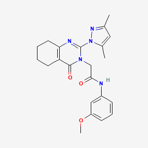 molecular formula C22H25N5O3 B11230918 2-(2-(3,5-dimethyl-1H-pyrazol-1-yl)-4-oxo-5,6,7,8-tetrahydroquinazolin-3(4H)-yl)-N-(3-methoxyphenyl)acetamide 