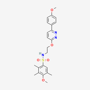 molecular formula C23H27N3O5S B11230927 4-methoxy-N-(2-((6-(4-methoxyphenyl)pyridazin-3-yl)oxy)ethyl)-2,3,5-trimethylbenzenesulfonamide 