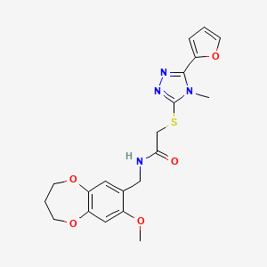 2-{[5-(furan-2-yl)-4-methyl-4H-1,2,4-triazol-3-yl]sulfanyl}-N-[(8-methoxy-3,4-dihydro-2H-1,5-benzodioxepin-7-yl)methyl]acetamide