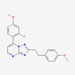 molecular formula C21H19FN4O2 B11230984 3-Fluoro-4-[2-(4-methoxyphenethyl)[1,2,4]triazolo[1,5-a]pyrimidin-7-yl]phenyl methyl ether 