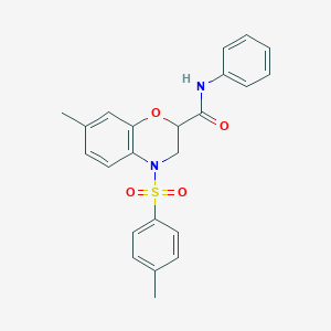 molecular formula C23H22N2O4S B11230989 7-methyl-4-[(4-methylphenyl)sulfonyl]-N-phenyl-3,4-dihydro-2H-1,4-benzoxazine-2-carboxamide 