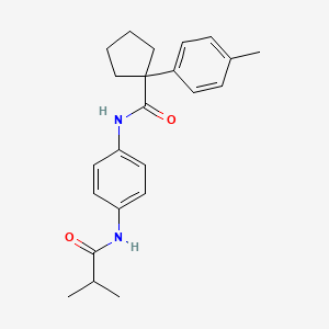 molecular formula C23H28N2O2 B11231020 1-(4-methylphenyl)-N-{4-[(2-methylpropanoyl)amino]phenyl}cyclopentanecarboxamide 