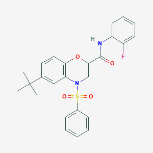 6-tert-butyl-N-(2-fluorophenyl)-4-(phenylsulfonyl)-3,4-dihydro-2H-1,4-benzoxazine-2-carboxamide