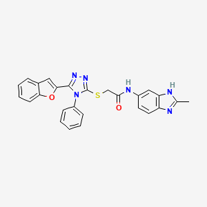 molecular formula C26H20N6O2S B11231045 2-{[5-(1-benzofuran-2-yl)-4-phenyl-4H-1,2,4-triazol-3-yl]sulfanyl}-N-(2-methyl-1H-benzimidazol-5-yl)acetamide 