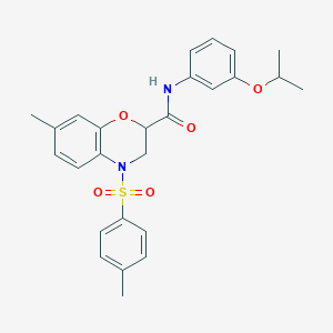 molecular formula C26H28N2O5S B11231046 7-methyl-4-[(4-methylphenyl)sulfonyl]-N-[3-(propan-2-yloxy)phenyl]-3,4-dihydro-2H-1,4-benzoxazine-2-carboxamide 