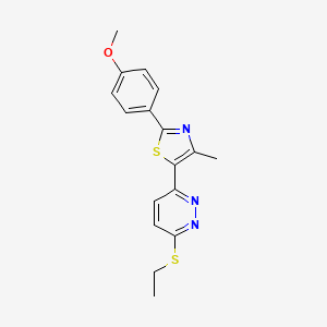 molecular formula C17H17N3OS2 B11231065 5-(6-(Ethylthio)pyridazin-3-yl)-2-(4-methoxyphenyl)-4-methylthiazole 