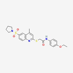 N-(4-Ethoxyphenyl)-2-{[4-methyl-6-(pyrrolidine-1-sulfonyl)quinolin-2-YL]sulfanyl}acetamide