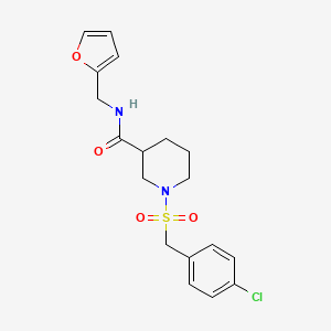 molecular formula C18H21ClN2O4S B11231116 1-[(4-chlorobenzyl)sulfonyl]-N-(furan-2-ylmethyl)piperidine-3-carboxamide 