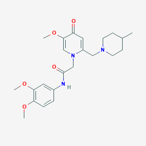 molecular formula C23H31N3O5 B11231118 N-(3,4-dimethoxyphenyl)-2-(5-methoxy-2-((4-methylpiperidin-1-yl)methyl)-4-oxopyridin-1(4H)-yl)acetamide 