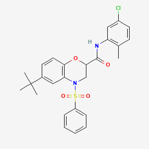 molecular formula C26H27ClN2O4S B11231126 6-tert-butyl-N-(5-chloro-2-methylphenyl)-4-(phenylsulfonyl)-3,4-dihydro-2H-1,4-benzoxazine-2-carboxamide 