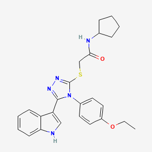 molecular formula C25H27N5O2S B11231147 N-cyclopentyl-2-((4-(4-ethoxyphenyl)-5-(1H-indol-3-yl)-4H-1,2,4-triazol-3-yl)thio)acetamide 