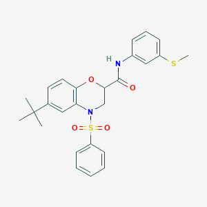 molecular formula C26H28N2O4S2 B11231153 6-tert-butyl-N-[3-(methylsulfanyl)phenyl]-4-(phenylsulfonyl)-3,4-dihydro-2H-1,4-benzoxazine-2-carboxamide 