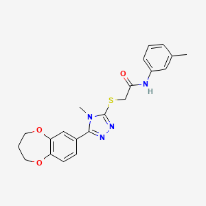 molecular formula C21H22N4O3S B11231188 2-{[5-(3,4-dihydro-2H-1,5-benzodioxepin-7-yl)-4-methyl-4H-1,2,4-triazol-3-yl]sulfanyl}-N-(3-methylphenyl)acetamide 