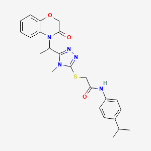 2-({4-methyl-5-[1-(3-oxo-2,3-dihydro-4H-1,4-benzoxazin-4-yl)ethyl]-4H-1,2,4-triazol-3-yl}sulfanyl)-N-[4-(propan-2-yl)phenyl]acetamide