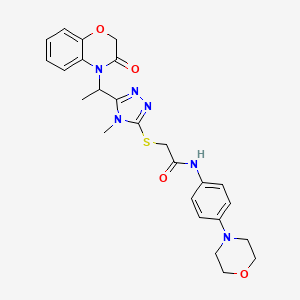 molecular formula C25H28N6O4S B11231195 2-({4-methyl-5-[1-(3-oxo-2,3-dihydro-4H-1,4-benzoxazin-4-yl)ethyl]-4H-1,2,4-triazol-3-yl}sulfanyl)-N-[4-(morpholin-4-yl)phenyl]acetamide 