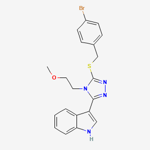 molecular formula C20H19BrN4OS B11231197 3-(5-((4-bromobenzyl)thio)-4-(2-methoxyethyl)-4H-1,2,4-triazol-3-yl)-1H-indole 