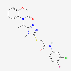 molecular formula C21H19ClFN5O3S B11231198 N-(3-chloro-4-fluorophenyl)-2-({4-methyl-5-[1-(3-oxo-2,3-dihydro-4H-1,4-benzoxazin-4-yl)ethyl]-4H-1,2,4-triazol-3-yl}sulfanyl)acetamide 