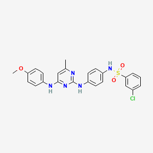 molecular formula C24H22ClN5O3S B11231228 3-chloro-N-(4-((4-((4-methoxyphenyl)amino)-6-methylpyrimidin-2-yl)amino)phenyl)benzenesulfonamide 