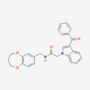 molecular formula C27H24N2O4 B11231237 N-(3,4-dihydro-2H-1,5-benzodioxepin-7-ylmethyl)-2-[3-(phenylcarbonyl)-1H-indol-1-yl]acetamide 