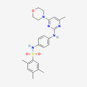 molecular formula C24H29N5O3S B11231242 2,4,5-trimethyl-N-(4-((4-methyl-6-morpholinopyrimidin-2-yl)amino)phenyl)benzenesulfonamide 