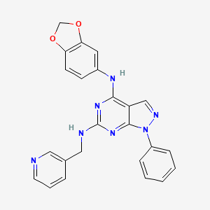 molecular formula C24H19N7O2 B11231249 N~4~-(1,3-benzodioxol-5-yl)-1-phenyl-N~6~-(pyridin-3-ylmethyl)-1H-pyrazolo[3,4-d]pyrimidine-4,6-diamine 