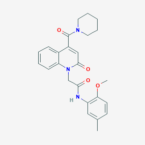 molecular formula C25H27N3O4 B11231261 N-(2-methoxy-5-methylphenyl)-2-[2-oxo-4-(piperidin-1-ylcarbonyl)quinolin-1(2H)-yl]acetamide 