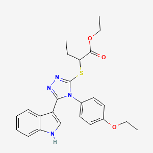 molecular formula C24H26N4O3S B11231265 ethyl 2-{[4-(4-ethoxyphenyl)-5-(1H-indol-3-yl)-4H-1,2,4-triazol-3-yl]sulfanyl}butanoate 