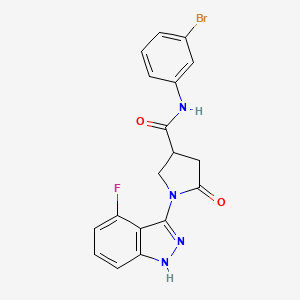 molecular formula C18H14BrFN4O2 B11231316 N-(3-bromophenyl)-1-(4-fluoro-1H-indazol-3-yl)-5-oxopyrrolidine-3-carboxamide 