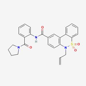 molecular formula C27H25N3O4S B11231326 6-Allyl-N-[2-(1-pyrrolidinylcarbonyl)phenyl]-6H-dibenzo[C,E][1,2]thiazine-9-carboxamide 5,5-dioxide 