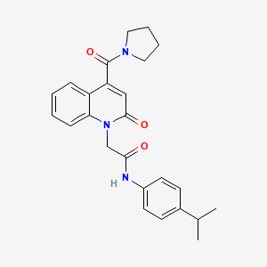 molecular formula C25H27N3O3 B11231366 2-[2-oxo-4-(pyrrolidin-1-ylcarbonyl)quinolin-1(2H)-yl]-N-[4-(propan-2-yl)phenyl]acetamide 