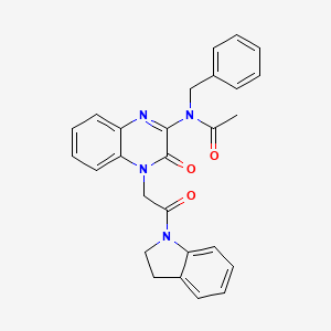 molecular formula C27H24N4O3 B11231371 N-benzyl-N-{4-[2-(2,3-dihydro-1H-indol-1-yl)-2-oxoethyl]-3-oxo-3,4-dihydroquinoxalin-2-yl}acetamide 