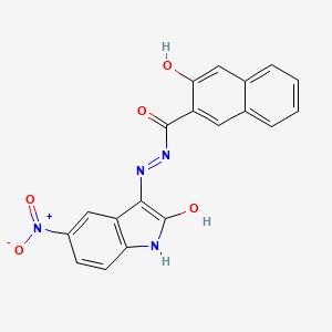 molecular formula C19H12N4O5 B11231417 3-HO-Naphthalene-2-carboxylic acid (5-nitro-2-oxo-2H-indol-3-ylidene)-hydrazide 