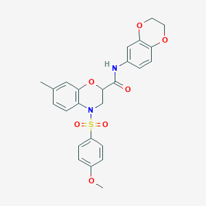 N-(2,3-dihydro-1,4-benzodioxin-6-yl)-4-[(4-methoxyphenyl)sulfonyl]-7-methyl-3,4-dihydro-2H-1,4-benzoxazine-2-carboxamide