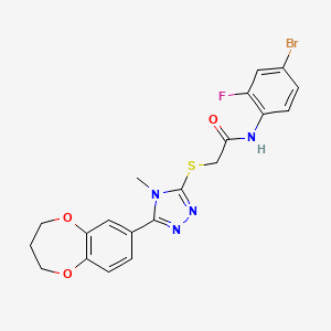 molecular formula C20H18BrFN4O3S B11231519 N-(4-bromo-2-fluorophenyl)-2-{[5-(3,4-dihydro-2H-1,5-benzodioxepin-7-yl)-4-methyl-4H-1,2,4-triazol-3-yl]sulfanyl}acetamide 