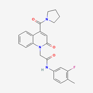 molecular formula C23H22FN3O3 B11231549 N-(3-fluoro-4-methylphenyl)-2-[2-oxo-4-(pyrrolidin-1-ylcarbonyl)quinolin-1(2H)-yl]acetamide 