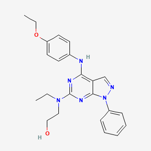 molecular formula C23H26N6O2 B11231559 2-[{4-[(4-ethoxyphenyl)amino]-1-phenyl-1H-pyrazolo[3,4-d]pyrimidin-6-yl}(ethyl)amino]ethanol 