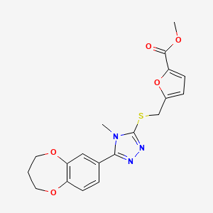 molecular formula C19H19N3O5S B11231576 methyl 5-({[5-(3,4-dihydro-2H-1,5-benzodioxepin-7-yl)-4-methyl-4H-1,2,4-triazol-3-yl]sulfanyl}methyl)furan-2-carboxylate 