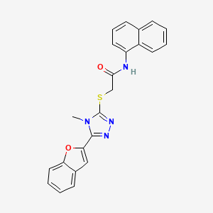 molecular formula C23H18N4O2S B11231579 2-{[5-(1-benzofuran-2-yl)-4-methyl-4H-1,2,4-triazol-3-yl]sulfanyl}-N-(naphthalen-1-yl)acetamide 