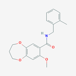 molecular formula C19H21NO4 B11231582 8-methoxy-N-(2-methylbenzyl)-3,4-dihydro-2H-1,5-benzodioxepine-7-carboxamide 